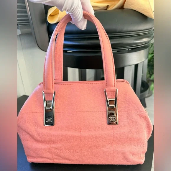 CHANEL Coco Mark Chocolate Bar Logo Caviar Skin Handbag - Picture 7 of 13